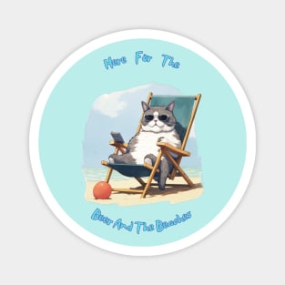 "Funny Cat Beach T-Shirt: Humorous Kitty with Sunglasses and Cocktail | Unique Gift for Cat Lovers Magnet